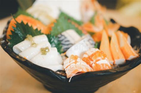 Sashimi Mix Set Includes Salmon Tuna Saba Tako And Hokkigai Stock