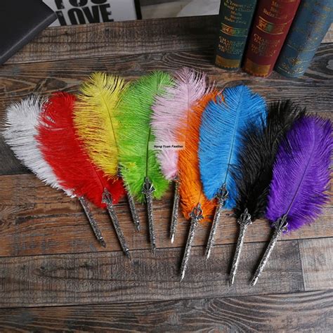 Ostrich Feather Plume Pen Set Wedding Feather Writing Quill Signature ...