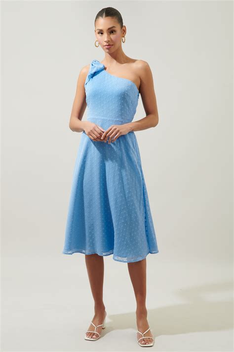 Kismet Chiffon Dot One Shoulder Midi Dress N N Sugarlips