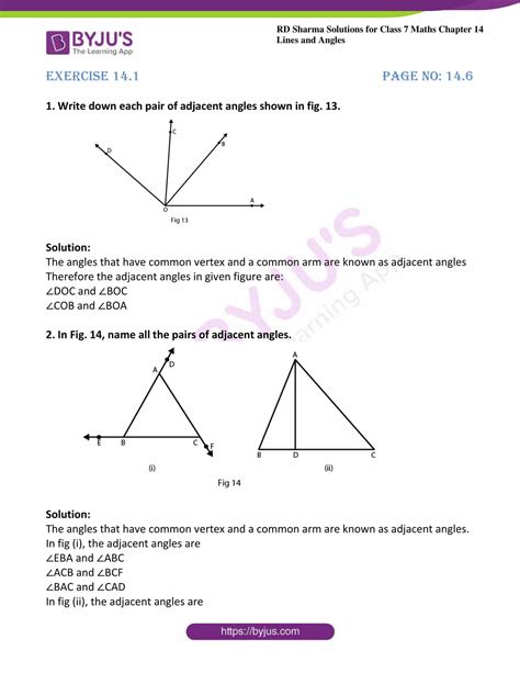 RD Sharma Solutions For Class 7 Maths Chapter 14 Lines And