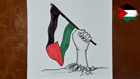 رسم عن فلسطين رسم علم فلسطين رسم يد تحمل علم فلسطين Almarsam