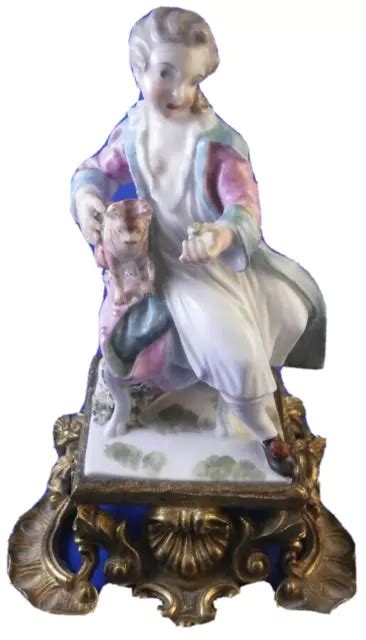 ANTIQUE DERBY PORCELAIN Lady Cat Figurine Figure English England