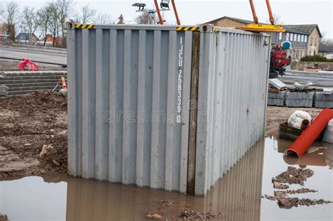 Container in a Water Pit on a Construction Site Editorial Image - Image ...