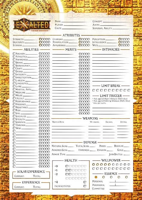 Pdf Exalted Character Sheet Tom On The