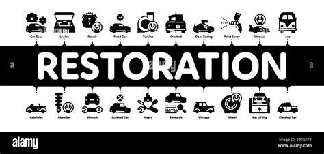 Car Restoration Repair Minimal Infographic Banner Vector Stock Vector