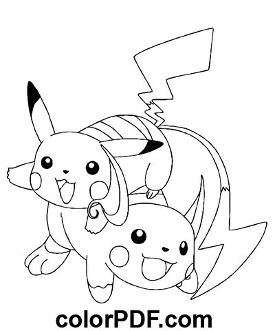 Raichu Ando Pikachu Pokemon P Ginas Para Colorir E Livros Em Pdf