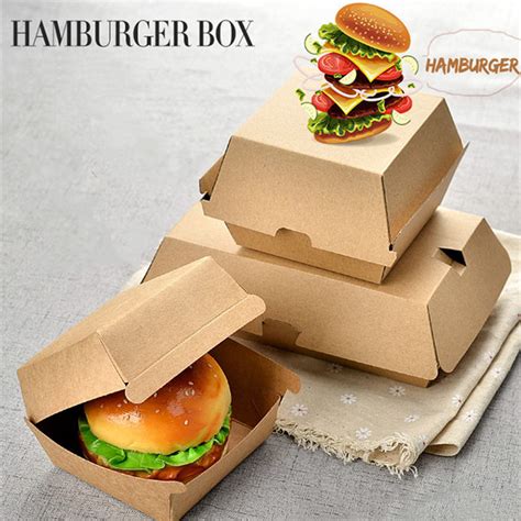 120 Deg Disposable Burger Boxes Packaging Burger Hamburger Packaging Box