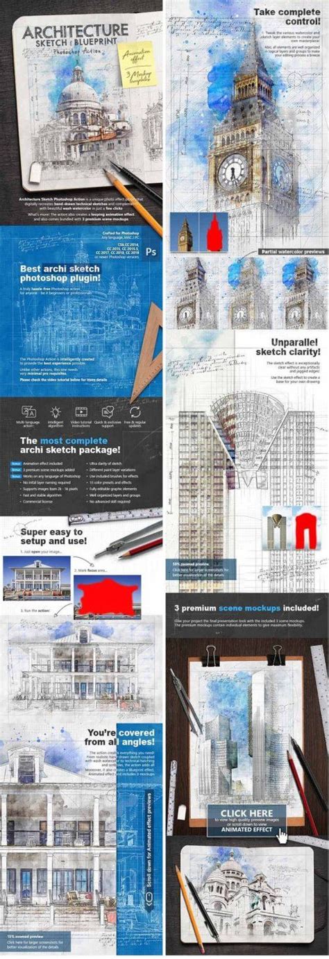 Animated Architecture Sketch and Blueprint Photoshop Action - Photoshop ...