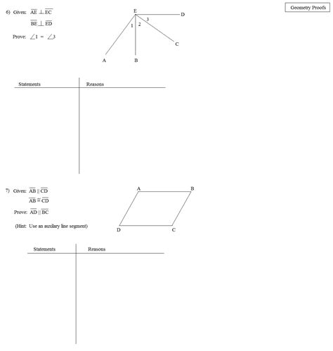 Triangle Proofs Worksheets