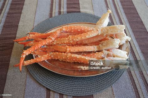 Crab Legs Boiled King Crab Legs On The Plate Stock Photo - Download ...