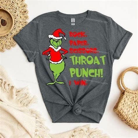 Couple Christmas Grinch T Shirt Funny Grinchmas Rock Paper Scissor