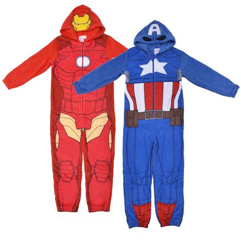 Marvel Avengers Boys All In One Pjs Iron Man Captain America Iron Man