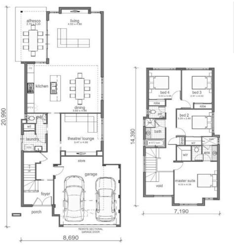 Planos de casas de dos pisos modernas | Casas de dos pisos, Planos de ...