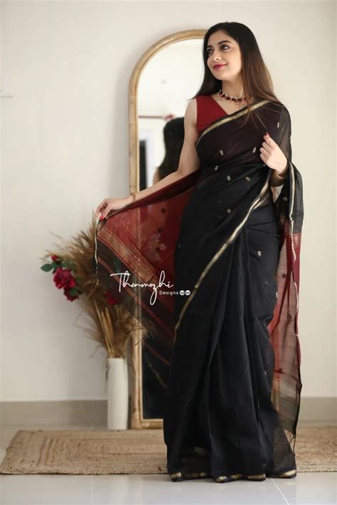 Black Handloom Silk Cotton Saree Keep Me Stylish