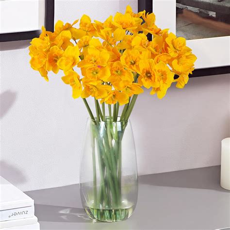 Amazon Hananona 12 Pcs Artificial Daffodils Flowers Silk Daffodils