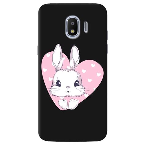 【Чехол для Samsung Galaxy J2 2018 черный матовый soft touch Cute bunny ...