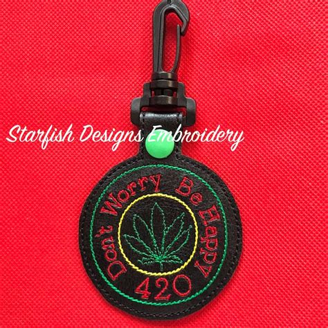 420 Friendly Snap Tab Eyelet Key Fob Embroidery Design Digital Etsy