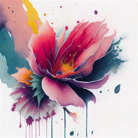 Premium Ai Image Abstract Double Exposure Watercolor Flower Digital