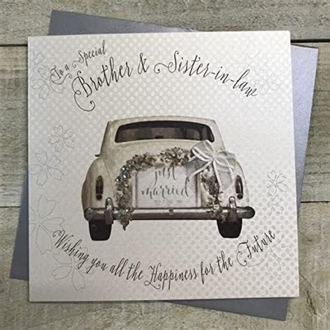 White Cotton Cards Brother Sister In Law Handmade Wedding Card