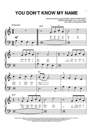 You Don't Know My Name" Sheet Music by Alicia Keys for Big Note Piano - Sheet Music Now