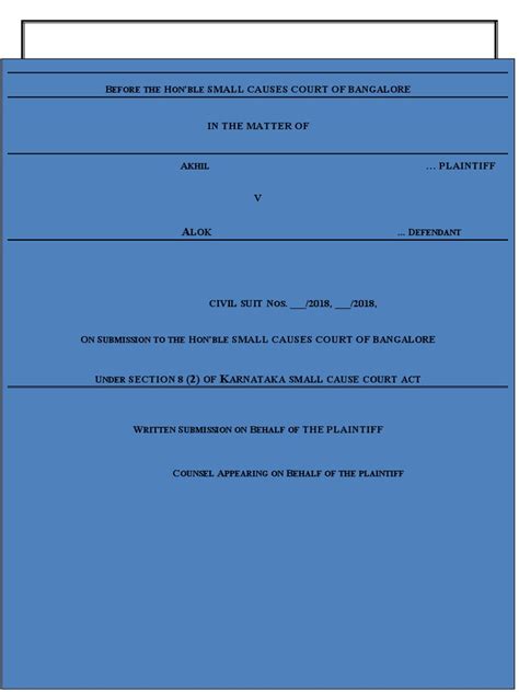 B H Small Causes Court Of Bangalore Pdf Offer And Acceptance