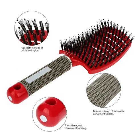 Scalp Massage Comb Professional Hair Combs Nylon Tangle Red Hair Brush Bristle Hairdresser Curly