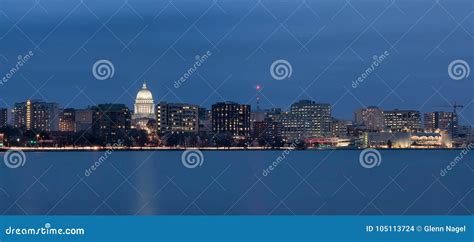 Madison Wisconsin Downtown Cityscape At Night Stock Photo Image Of