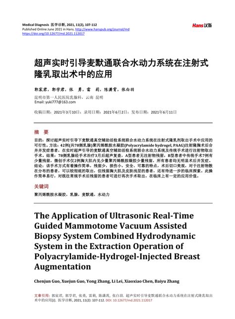 PDF The Application Of Ultrasonic Real Time Guided Mammotome Vacuum