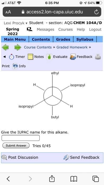 Solved At T Pm Aa Access Lon Capa Uiuc Edu Lexi Chegg