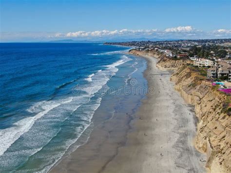 Aerial View Of Solana Beach With Pacific Ocean Coastal City In San