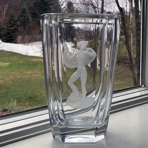 Orrefors Palmqvist 1949 Nude Woman Swedish Lead Crystal Vase Copper Wheel Engraved