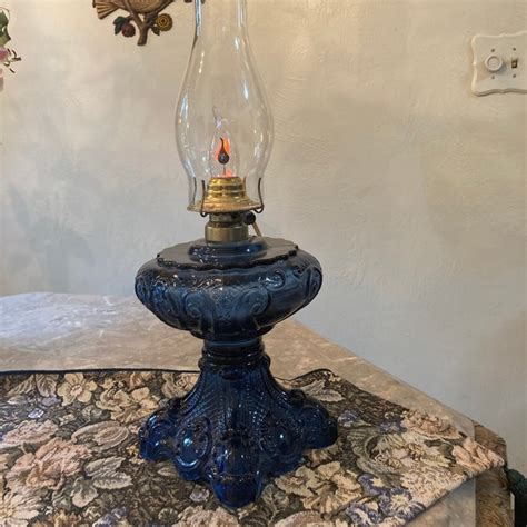 Cobalt Blue Hurricane Lamp Etsy