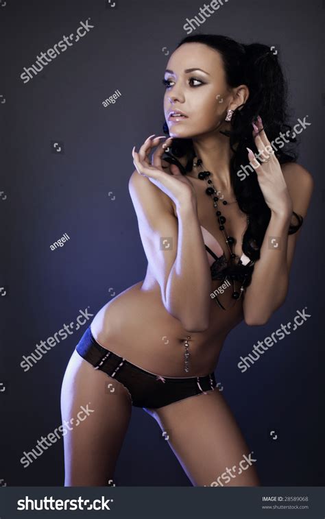 Sexy Fashion Model Lingerie On Blue Stock Photo Shutterstock