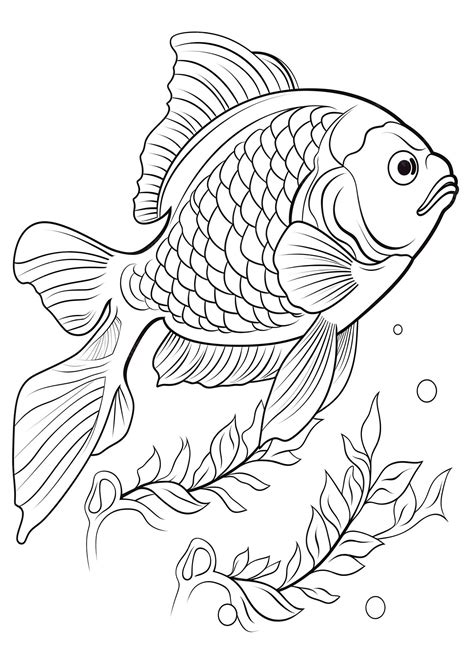 Premium Photo | Fish Coloring Page Fish Line Art coloring page Fish ...