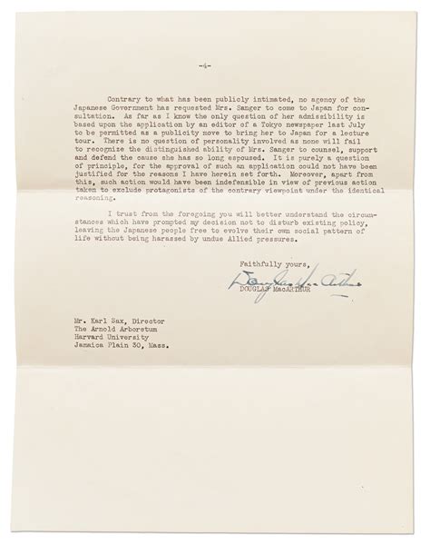 Lot Detail - Douglas MacArthur Letter Signed as Supreme Commander in