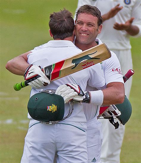 Jacques Kallis Is Congratulated By Dale Steyn On Reaching His Century