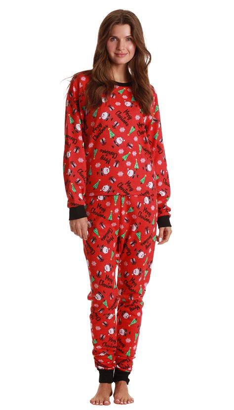 Just Love Womens Thermal Underwear Pajamas Set Red Christmas 2x