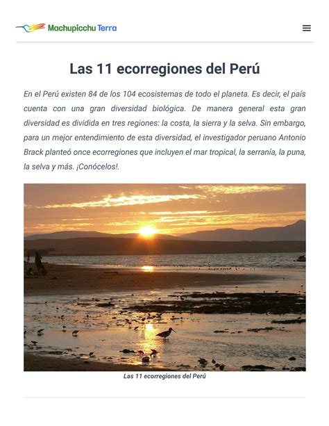 Las 11 ecorregiones del Perú Las 11 ecorregiones del Perú En el Perú