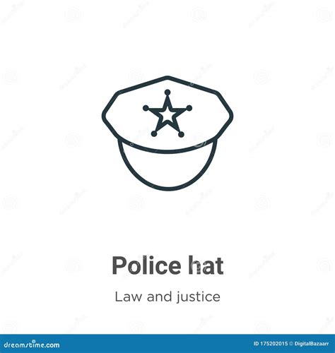 Police Hat Outline Vector Icon Thin Line Black Police Hat Icon Flat