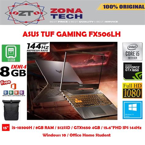 Jual Asus Tuf Gaming F15 Fx506lh I5 10300h 8gb 512gb Ssd Gtx1650 4gb 15fhd Ips W10