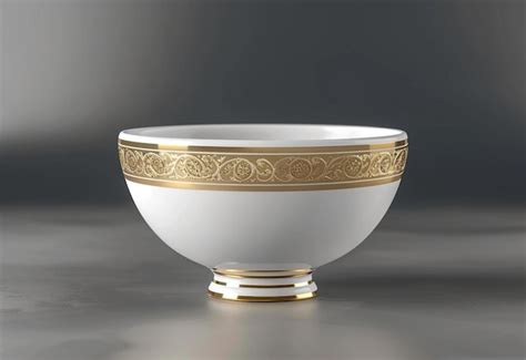 Premium Photo A White Bowl With Gold Trim Sitting On A Table