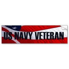 US Navy Veteran American Flag Bumper Sticker American Flag, Fun