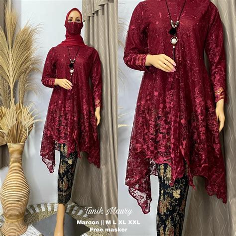 Jual Setelan Tunik Maury Modern Set Tunik Maury Dan Rok Plisket