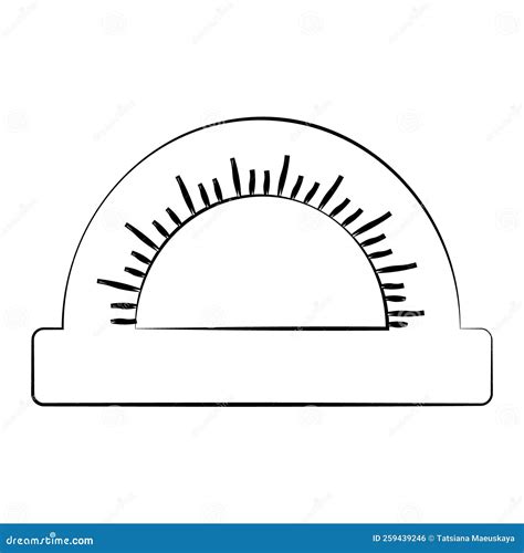 Protractor Thin Line Icon Ruler For Measuring Degree Symbol Outline