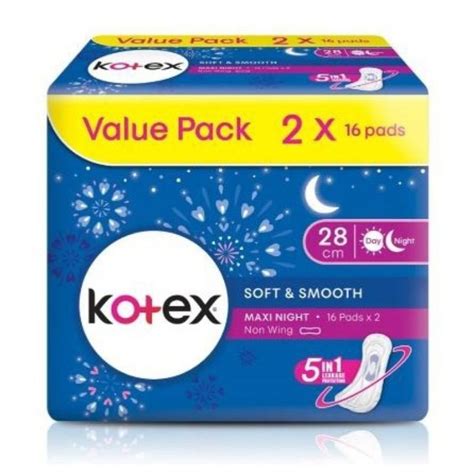 Kotex Maxi Night 28cm 2 X 16pcs Day Night Non Wing Sanitary Pads