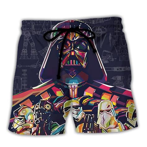 Darth Vader Sw Print Trendy Aloha Hawaiian Beach Shorts Trendy Aloha