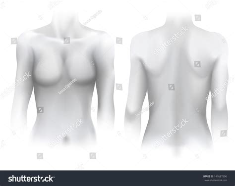 Front Back View Standing Naked Woman Vetor Stock Livre De Direitos