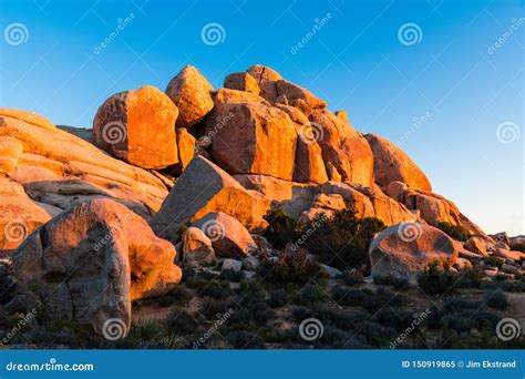 Rock Formation of Huge Sandstone Boulders Glowing in the Golden Light ...