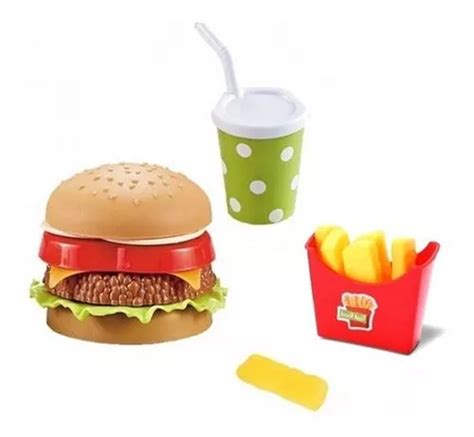 Kit Cozinha Infantil Lanche Hamburguer Batata Refri Food à venda em