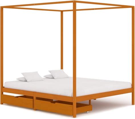 Vidaxl Hemelbedframe Met Lades Massief Grenenhout X Cm Bol